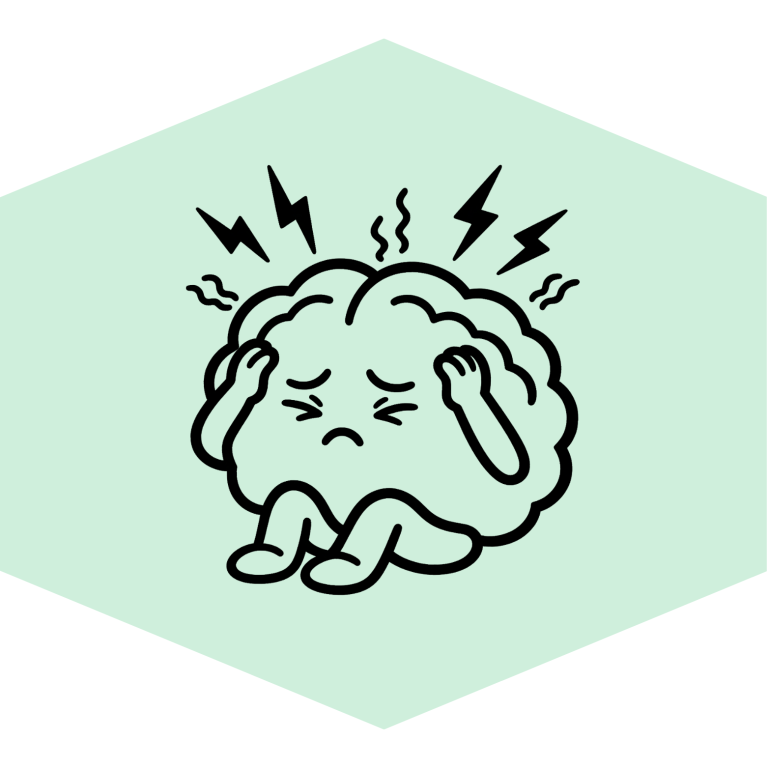A sketch of a brain that is feeling overwhelmed. 