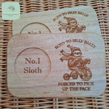 No.1 Sloth laser engraved biscuit tray.